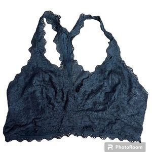 Felina Black Lace Racer Back Bralette, size XL